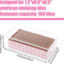 Complete American Mahjong Tile Set with Acrylic Mahjong Case, 160 Tortoise Tiles, 4 All-in-one Tortoise Color Rack Pushers with Drawstring Bag Accessories for Table Entertainment
