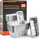 2 x AWEASROY Grease Cup Liners Compatible with Blackstone Griddle - Griddle Accessories, Disposable Grill Tray, Aluminum Foil Drip Pan Grease Catcher Cup Liner for 17, 22, 28, 36 Inch (30 Pack)