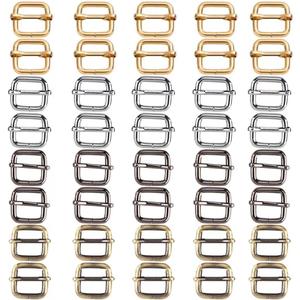 Adjustable Slide Buckles,Metal Ring Buckle Webbing Belts Tri-Glide Rectangle Suspender Strap Slider (3/4 Inch)