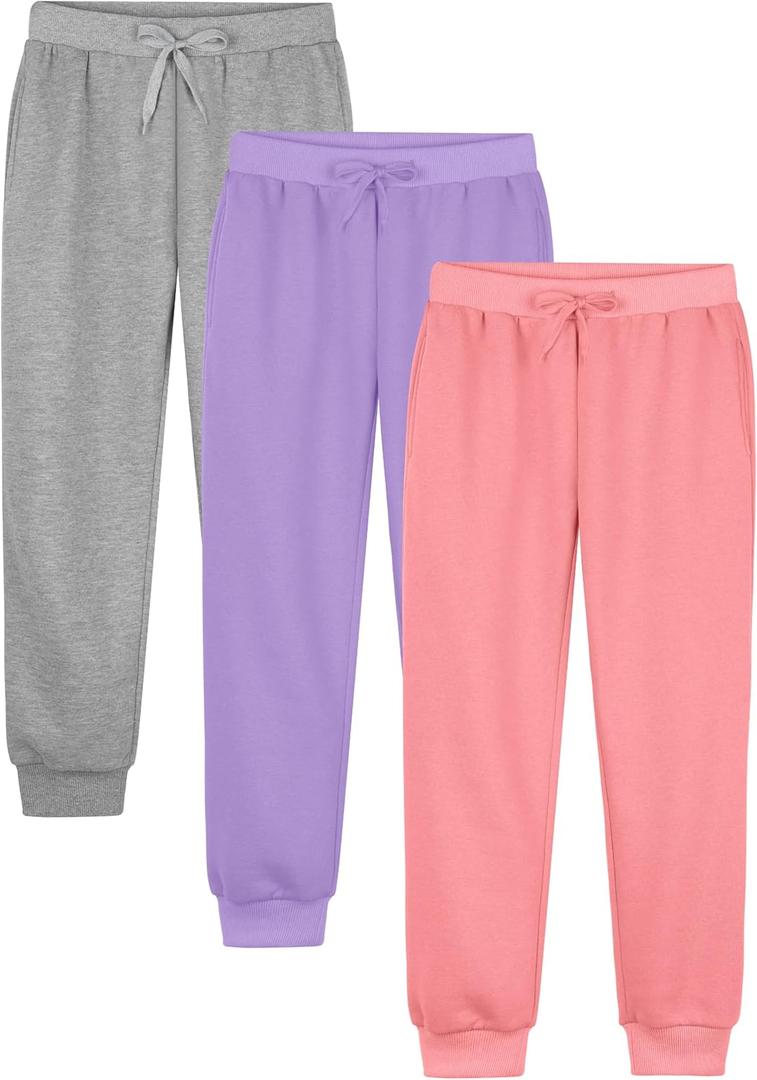 Resinta Girls Fleece Lined Sweatpants Youth Jogger Athletic Pants Kids Pull-On Pants with Pockets and Drawstring
