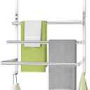 Over The Door Towel Racks for Bathroom, Over The Door Towel Rack, Towel Rack with Hooks for Door Hanging, Towel Bar Over The Door Towel Holder 16Inch, Brushed Nickel