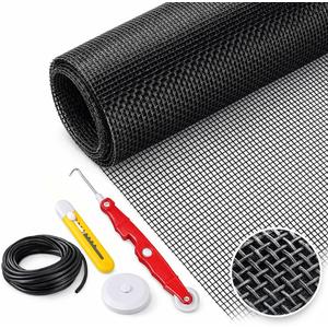 Window Screen Replacement Kit Width:48in Length:158 Fiberglass|Includes Full Set of Tools | Suitable for Windows, Screen Doors, and Courtyards | UV Resistant and Durable | Easy to Install