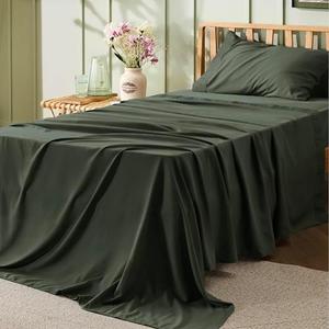 Bedsure Twin XL Sheet Sets Dorm Bedding - 3 Pieces Soft Extra Long Twin Sheets, Hotel Luxury, Easy Care Microfiber for Women, Men, Olive Green