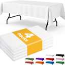 Niuara White Plastic Table Cloth - 4 Pack 54" 108" Rectangle Disposable Tablecloths for 6FT Tables, Table Cover for Party, Holiday & Gathering Use