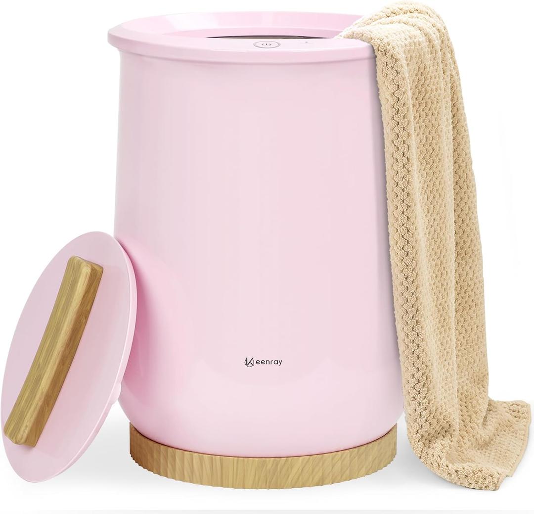 Keenray Towel Warmer, Luxury Towel Warmer Bucket, Large Towel Warmers for Bathroom, Auto Shut Off, Fits Up to Two 40"X70" Oversized Towels, Bathrobes, Blankets, PJ's and More, CL1(Pink)