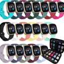 Sport Bands with Storage Case Compatible for Fitbit Versa 3/Versa 4/Fitbit Sense/Sense 2,Soft Breathable Waterproof Strap for Women Men (Small(5.5''-7.1''), 18 colors)