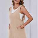 Womens Overalls Denim Dress Loose Casual Sleeveless Mini Pinafore Jean Romper Summer 2025 Outfits High Roller Skirtall Khaki (Beige, L)