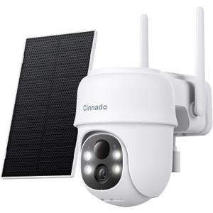 Cinnado Security Cameras Wireless Outdoor-2K Cameras for Home Security Outside Solar/Battery Powered 2.4G WiFi, 360 Color Night Vision,2 Way Audio, PIR Human Detection, Compatible with Alexa