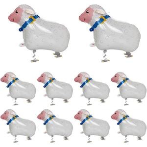 10Pcs Walking Animal Balloons Pet Balloons Farm Animal Balloon Foil Balloon for Party Decoration (Sheep)