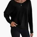 Womens Trendy Sweater Long Sleeve Round Neck Pullover Sweater Spring Autumn Outfits (M)