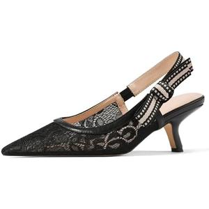 Erocalli Women's Low Kitten Heels Slingback Dressy Pumps Pointed Closed Toe Elegant Wedding Pumps Formal Comfortable Bow Shoes, Size 9,5