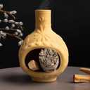 MOUGIGI Handmade Ceramic Palo Santo Burner&Incense Holder-Mini Chimenea Dish for Sage Sticks,Copal,and Meditation Decor-Natural Clay Smudge Pot with Aromatic Design,Anxiety Relief Gifts for Women