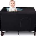 Blackout Crib Canopy Cover Stretchy Breathable Travel Netting Tent and Shade Stretch Up to 40"30" for Indoor and Outdoor Children's Sleep Safety (Black)