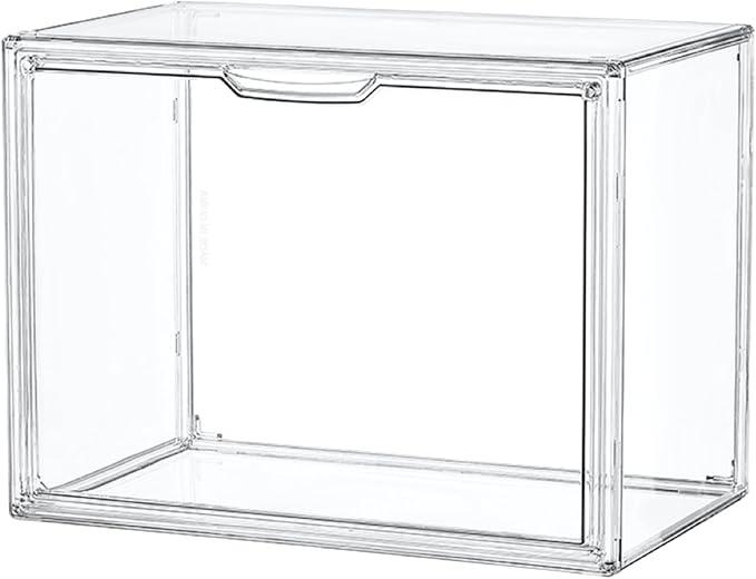 Clear Acrylic Display Case, Stackable Plastic Storage Bins with Magnetic Attraction Lid, Showcase for Cosmetic, Large Figures Collectibles, XLarge