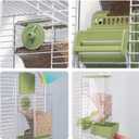 Bird Feeder Water Dispenser Set, Automatic Cage Feeder with Perch for Seed Parakeet Canary Cockatiel Finch Budgies Cage Accessories (Green)