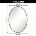 JIINGYO Oval Bathroom Mirror, 24x36 Inch Floral White Oval Mirrors for Wall, White Metal Floral Frame Mirrors for Bedroom Living Room Hallway, Hangs Horizontally or Vertically