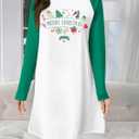 ASTANFY Women Christmas Shirt Dress Merry Christmas Long Sleeve Dress (White, XL)