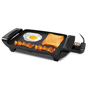 Elite Gourmet EGR2722A Electric 10.5" x 8.5" Griddle, Cool-touch Handles Non-Stick Surface, Removable/Adjustable Thermostat, Skid Free-Rubber Feet, Black