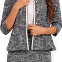 Allegra K Women's 2 Piece Skirt Sets 3/4 Sleeve Collarless Tweed Jacket Pencil Skirt Set Elegant Business Casual Outfit, Small