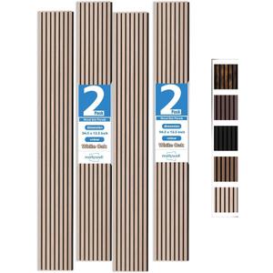 Mollywell Wood Panels for Wall, Time-Saving Installation, Versatile Wood Slat Wall Decor, Enhanced Acoustic & Sound Proof Fluted Design for Home & Office, 2 Pcs White Oak, 94.5x12.5 Inch