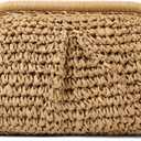 Straw Clutch Purses for Women Cloud Dumpling Pouch Straw crossbody Handbag Summer Beach Woven Shoulder Bags (Khaki)