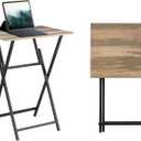 JOIN IRON Foldable TV Tray,Set of 2,Portable Wooden Snack Table, No Installation Required, Perfect for Living Room, Bedroom, Office, and Small Spaces (Slate)