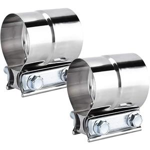 DecoHongDi 2.5 Inch Exhaust Clamps 2 Packs,2 1/2in Lap Joint Band Clamp 304 Stainless Steel for Muffler Pipe Repair,Catalytic Converters