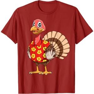 Turkey Hawaiian Thanksgiving Turkey Funny Hawaii Beach Party Men Women Kids T-Shirt, M