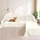 Arfntevss 2 Pieces Sectional Couch Covers for Dogs Washable Sectional Sofa Cover L Shape, Plush Fleece Pet Furniture Protector (X-Large, 71" x 118" + 71" x 118", Cream White)