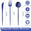 180PCS Blue Plastic Silverware,Heavy Duty Disposable Utensils Include 60 Forks,60 Spoons and 60 Knives,Blue Cutlery Plastic Silverware Sets for Party, Wedding or Daily Using