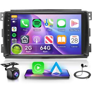 2G+64G Car Radio Stereo with HiFi Audio for Mercedes-Benz Smart Fortwo 2005-2010, Wireless CarPlay/Android Auto 9 Inch HD Touch Screen Android 13 GPS WiFi Bluetooth FM/RDS EQ HD Backup Camera