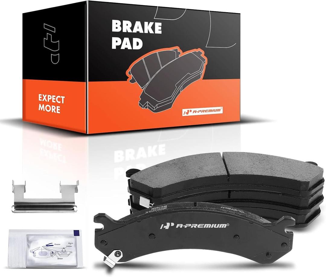 A-Premium Front Ceramic Disc Brake Pads Set Compatible with Select Cadillac, Chevry, GMC and Hummer Models - Silverado 1500 Suburban 2500 Sierra Savana Express Avalanche Yukon XL DeVille DTS H2