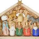 DN DECONATION Nativity Figurines Set, 11Pcs Resin Holy Family Scene - Colorful Mini Christmas Nativity Decor for Christmas Indoor Tabletop, Shelf, and Home Holiday Display