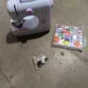 Sewing Machine for Beginners, Electric Portable Mini Sewing Machine with 50 Pcs Fabric and 32 Pcs Sewing Threads Kit, 12 Built-in Stitches 2 Speed with Foot Pedal (Purple)