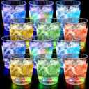 12 Pcs 10 oz Plastic Light up Glasses LED Cups for Halloween Christmas Night Drinking Liquid Activated Glow Party Favor Multicolor Neon Shot Glasses for Disco Bar