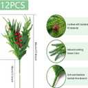 Norfolk Pine Branches, 12pcs Artificial Plants Norfolk Garland Real Touch Artificial Pine Branches Christmas Greenery, DIY Crafts for Xmas Indoor Outdoor Home Party New Year Decor