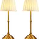 YIEONSHION 2 Pack Portables Cordless Table Lamp, Fabric Shade Desk Lamp, Rechargeable Battery Powered Lighting, Dimmable Light for Dining Room, Bedroom, Bedside, Bar, Night Light, Camping, Balcony