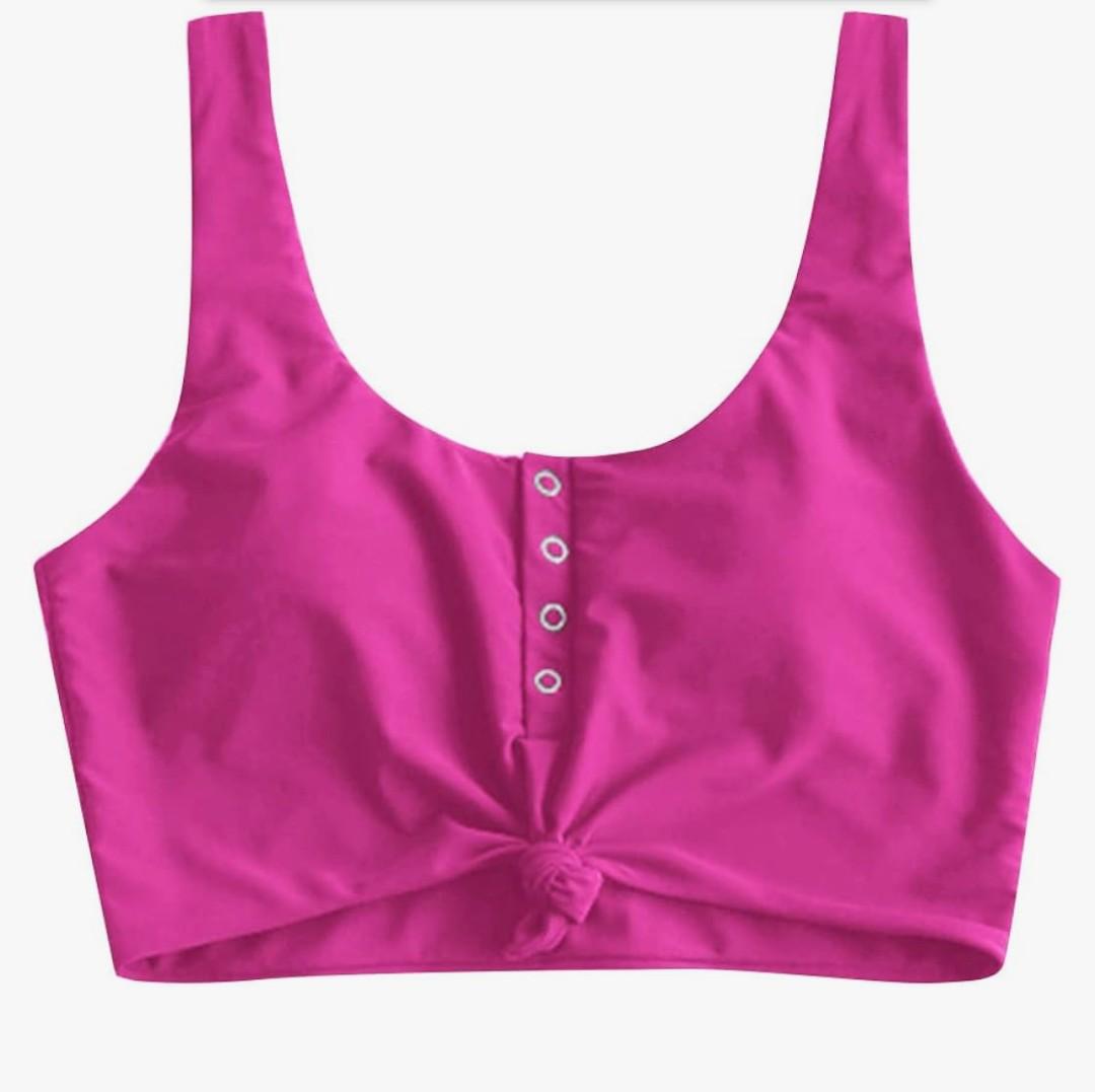 Women's Bikini Top - Supportive Swimsuit for Large Bust - 2025 Cut Out Twist Swim Top, Pink, M