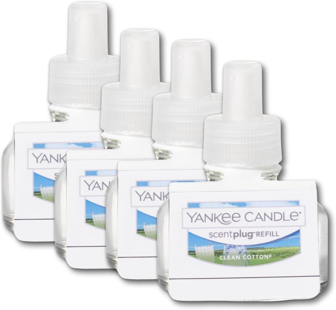 Yankee Candle ScentPlug Refill Clean Cotton, 0.625 Fl OZ (Pack of 4)