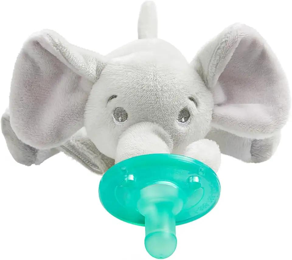 Philips AVENT Soothie Snuggle Pacifier Holder with Detachable Pacifier, 0m+, Elephant, SCF347/03- 1 Count (Pack of 1)