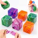 6 Pcs Stress Cube Bulk Swirl Ice Cube Stress Ball for Adults Anxiety Relief Soft Squeeze Sensory Square Ball for ADHD Prizes Goodie Bag Stuffers Party Favors (Pink,Purple,Green,Orange)