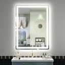SMIROR LED Bathroom Mirror with Lights 24"x 32", Rounded Rectangle Lighted Vanity Mirror for Wall, Front Lit and Backlit, 3 Colors, Dimmable, Anti-Fog, Tempered Glass (Horizontally/Vertically)
