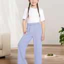 Girls Loose Pants Wide Leg Pants for Girls Beach Palazzo Flowy Lounge High Elastic Summer Trousers Size 5 6 Blue
