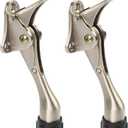 Kickdown Door Stopper 4 Inches - 2 Packs One Touch Adjustable Height Door Stop for The Bottom of Door The Bottom of Door Aluminum Alloy Metal Door Stopper with Rubber Tip Sliver