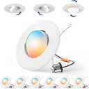 Amico 6 Pack 6 Inch Retrofit Eyeball Gimbal Can Lights, Adjustable Eyeball Directional 5CCT LED Recessed Lights, Dimmable, 2700K/3000K/3500K/4000K/5000K Selectable, 10W 950LM, ETL&FCC
