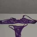 SOLY HUX Women's Sheer Mesh Sexy Lingerie See Through Underwire Bra and Panty 2 Piece Underwear Set (Plain Purple) S