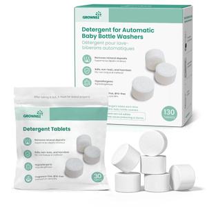 GROWNSY Detergent Washing Tablets 130 PCS for Momcozy, Baby Brezza Bottle Washer, Compatible with All Brands Baby Bottle Washers, Exp:  04/2027