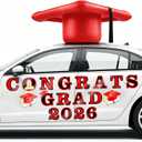 2026 Graduation Car Decorations, 27" Large Inflatable Car Graduation Cap Decors, Class of 2026 Congrats Grad Magnets Letters PVC Blow up Decorations for Cars Roof High School Collage Prom Party(Red