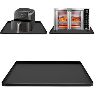 Silicone Air Fryer Accessories Compatible with Cosori, Ninja,Chefman, Cuisinart, Bella, Fit for 4/5/6 QT Airfryer Oven, Heat Resistant Countertops Bottom Protector Mat (Black, Medium-20x16")