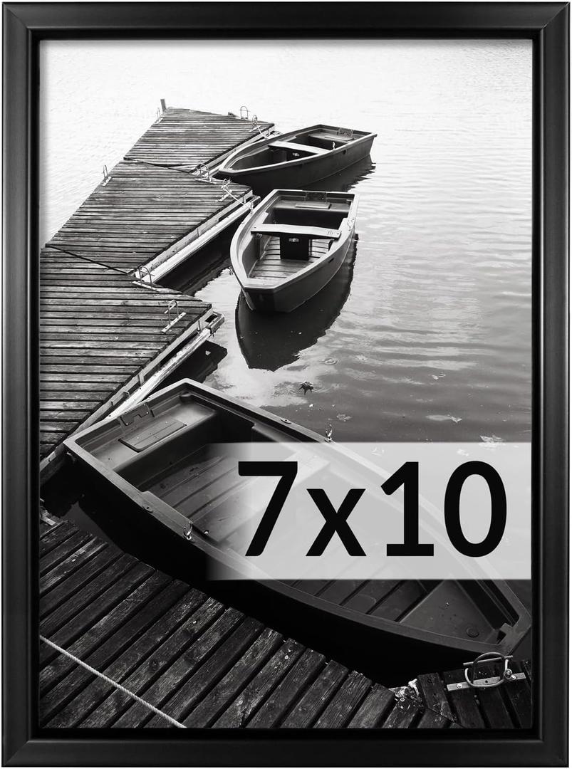 Giverny 7x10 Picture Frames, Black Photo Frames for Wall or Tabletop Display, Simple Design Glossy Finish Frame Perfect for Home Decoration, Office, Hotel and Various Ceremonies Praties